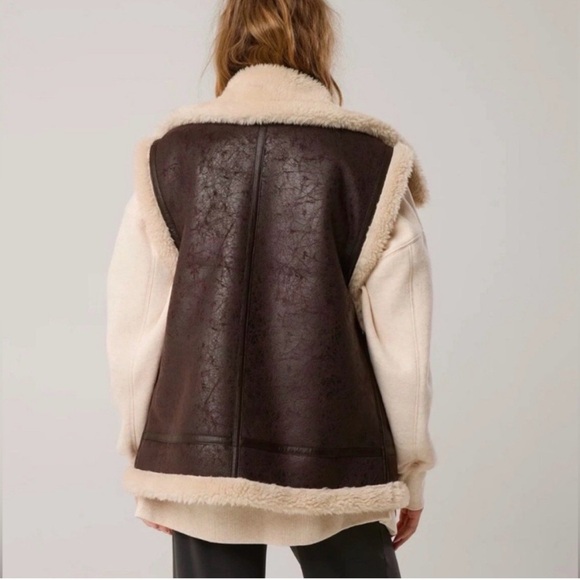 Offline by Aerie Cream & Brown Teddy Vest Jacket nwt large - Picture 6 of 11